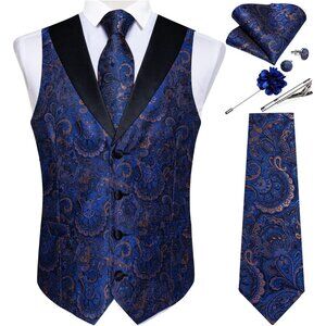 Mens Vest and Tie Set - Blue Slim Fit Vest